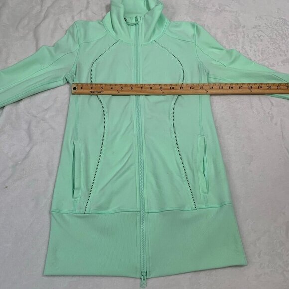 Lululemon‎ Asana Jacket Fresh Teal / Mini Hyper Stripe Fresh Teal - Picture 9 of 12